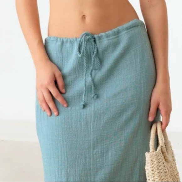 New nwt teal linen long skirt Le lis sz medium - Picture 2 of 3